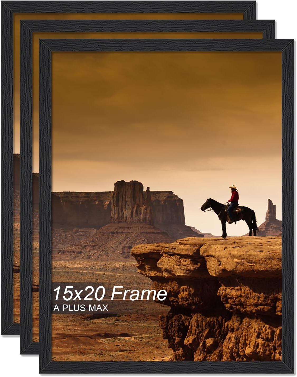 15x20 Picture Frame Set of 3 - Black Engineered Wood Frames