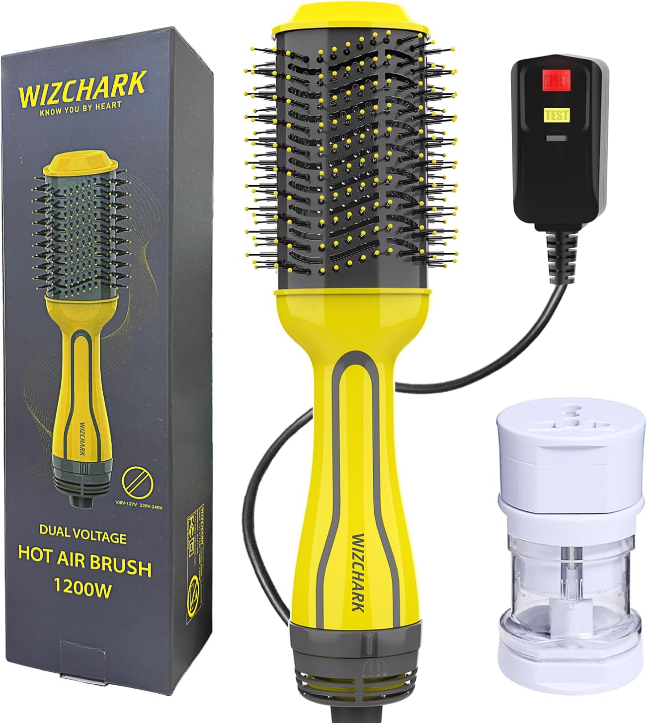 Wizchark Dual Voltage Hair Dryer Brush - Style Anywhere!