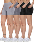 ATHVOTAR Womens 4-Pack Biker Shorts with Pockets - High Waist 3/5/8 in