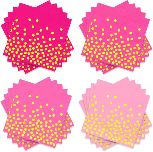 Whaline 100Pcs Hot Pink Cocktail Napkins - Elegant & Disposable Tableware