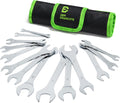 Super-Thin Open End Wrench Set 14-Piece SAE & Metric - Slim Reach