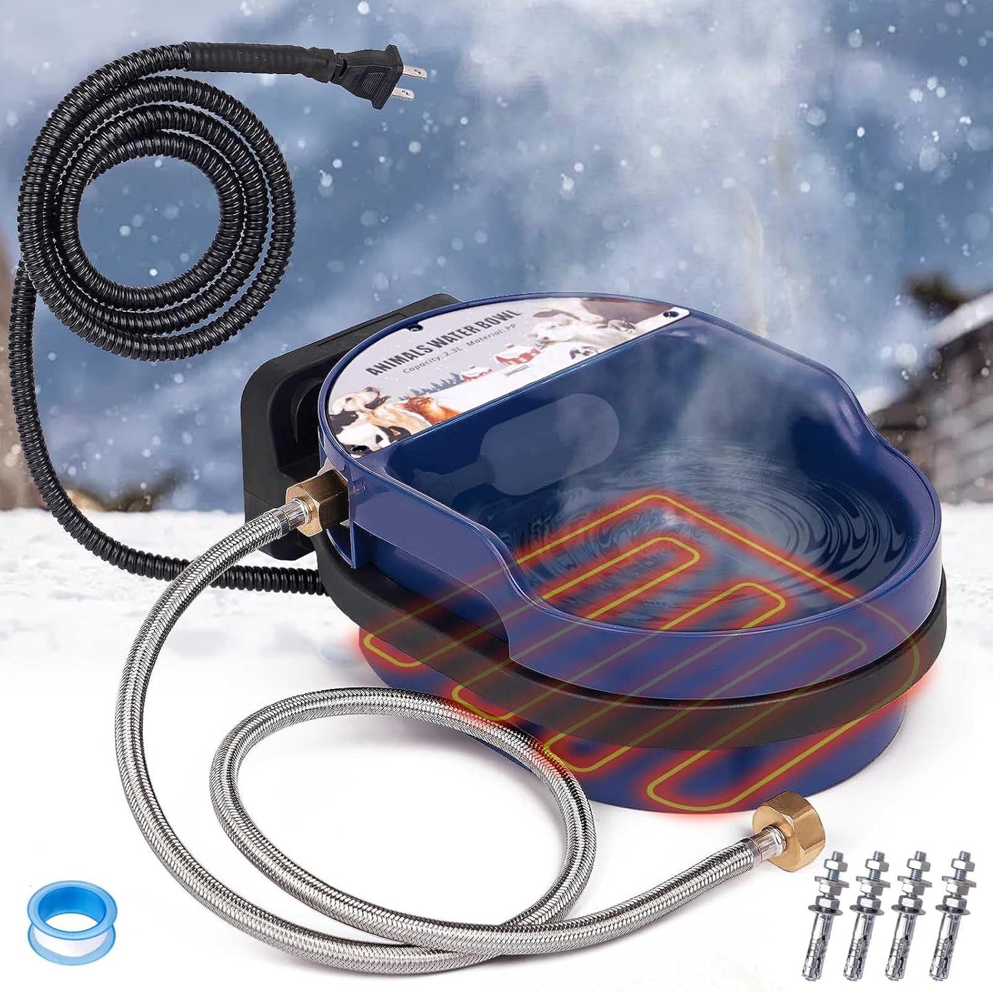 2L Heated Automatic Pet Waterer for Outdoor Pets