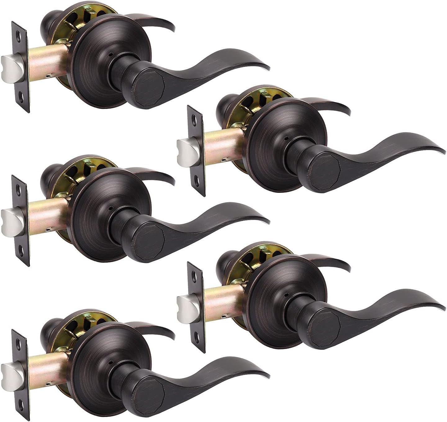 KNOBWELL 5 Pack Interior Door Handles in Oil Rubbed Bronze Finish