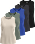 Women's Dry-Fit Tank Top 5 Pack - Breathable Racerback Muscle Tanks