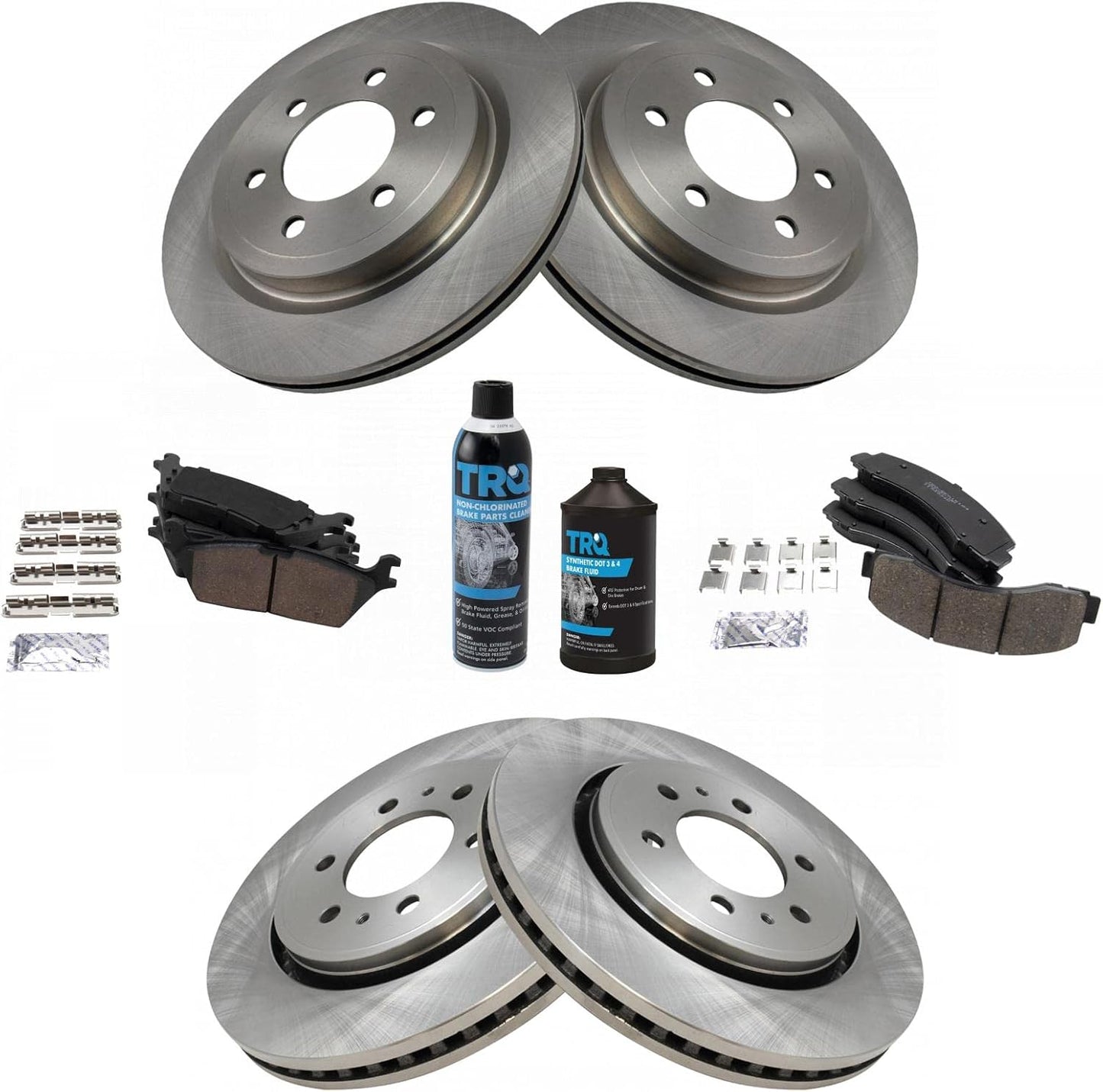 TRQ Front and Rear Brake Pad & Rotor Kit for Ford Expedition