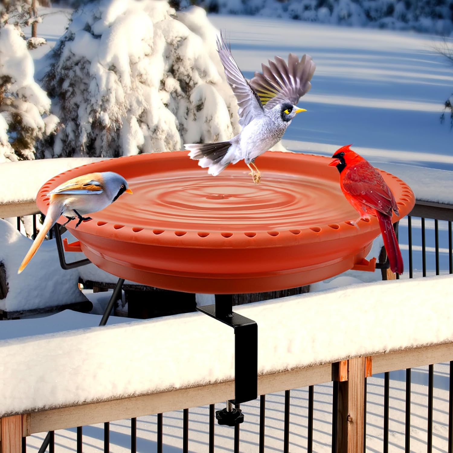Daoeny Heated Bird Baths for Outdoors - Winter Bird Bath Decor
