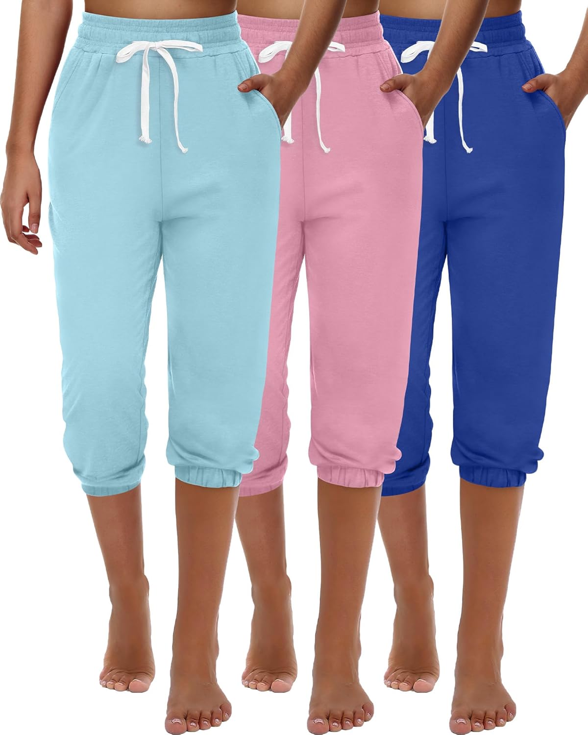 Ficerd Women's Capri Sweatpants Joggers for Summer Comfort