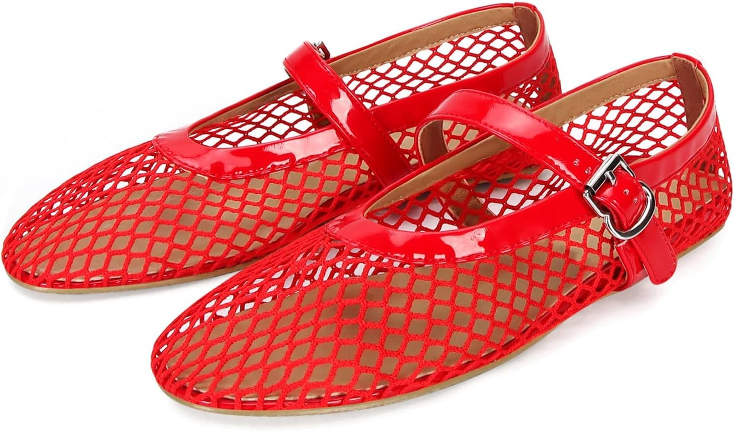 DOEYG Mesh Ballet Flats for Women - Comfy Casual Office Shoes