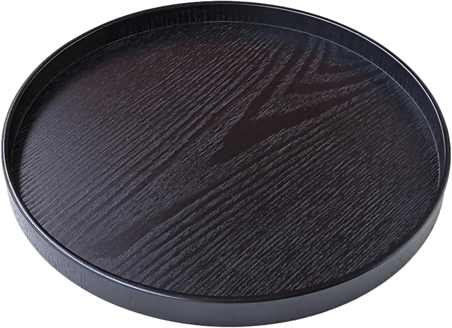 Round Solid Wood Serving Tray for Tea Coffee and Snacks