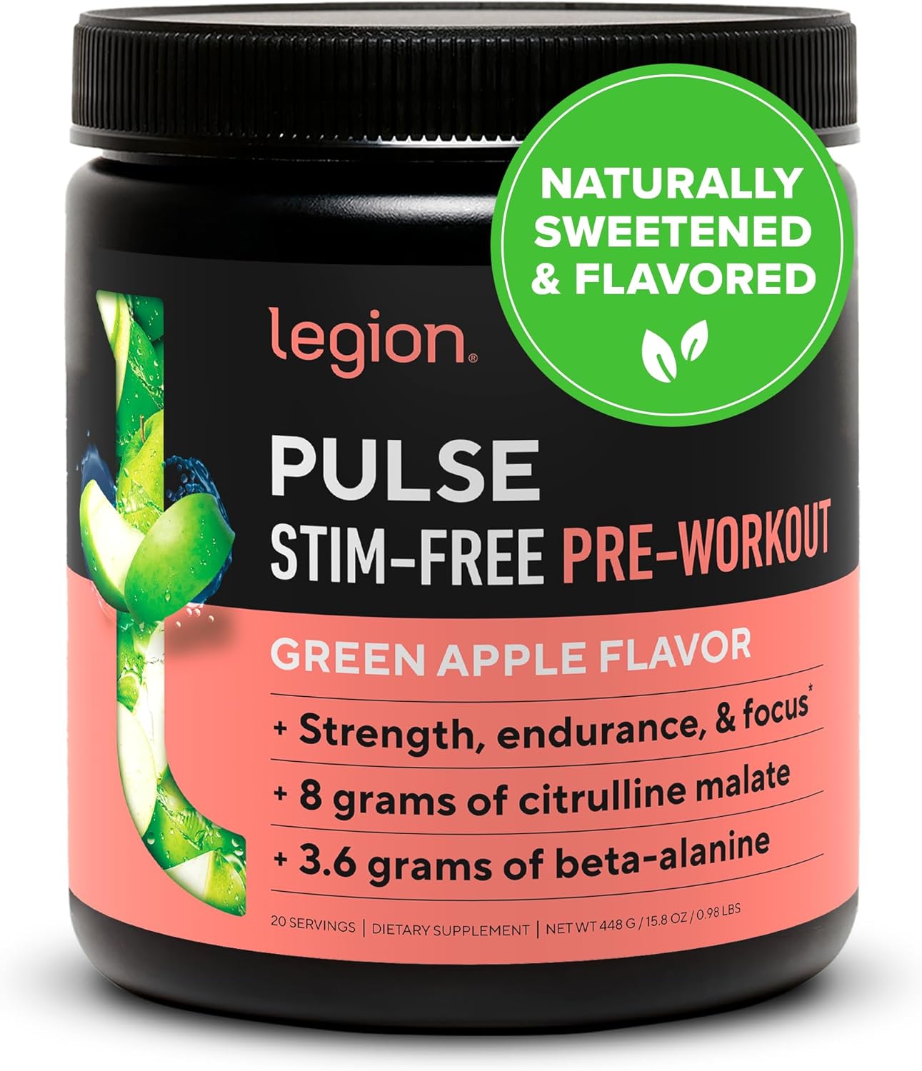 LEGION Pulse Pre Workout Supplement - Caffeine Free Energy Boost