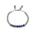 Sodalite Bead Bracelet for Men and Women - Adjustable Gray Rope