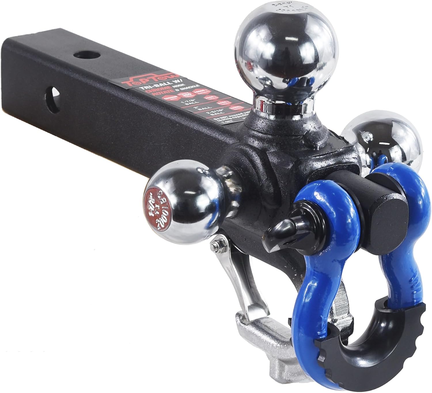 TOPTOW Trailer Hitch with Blue Recovery Shackle for Towing