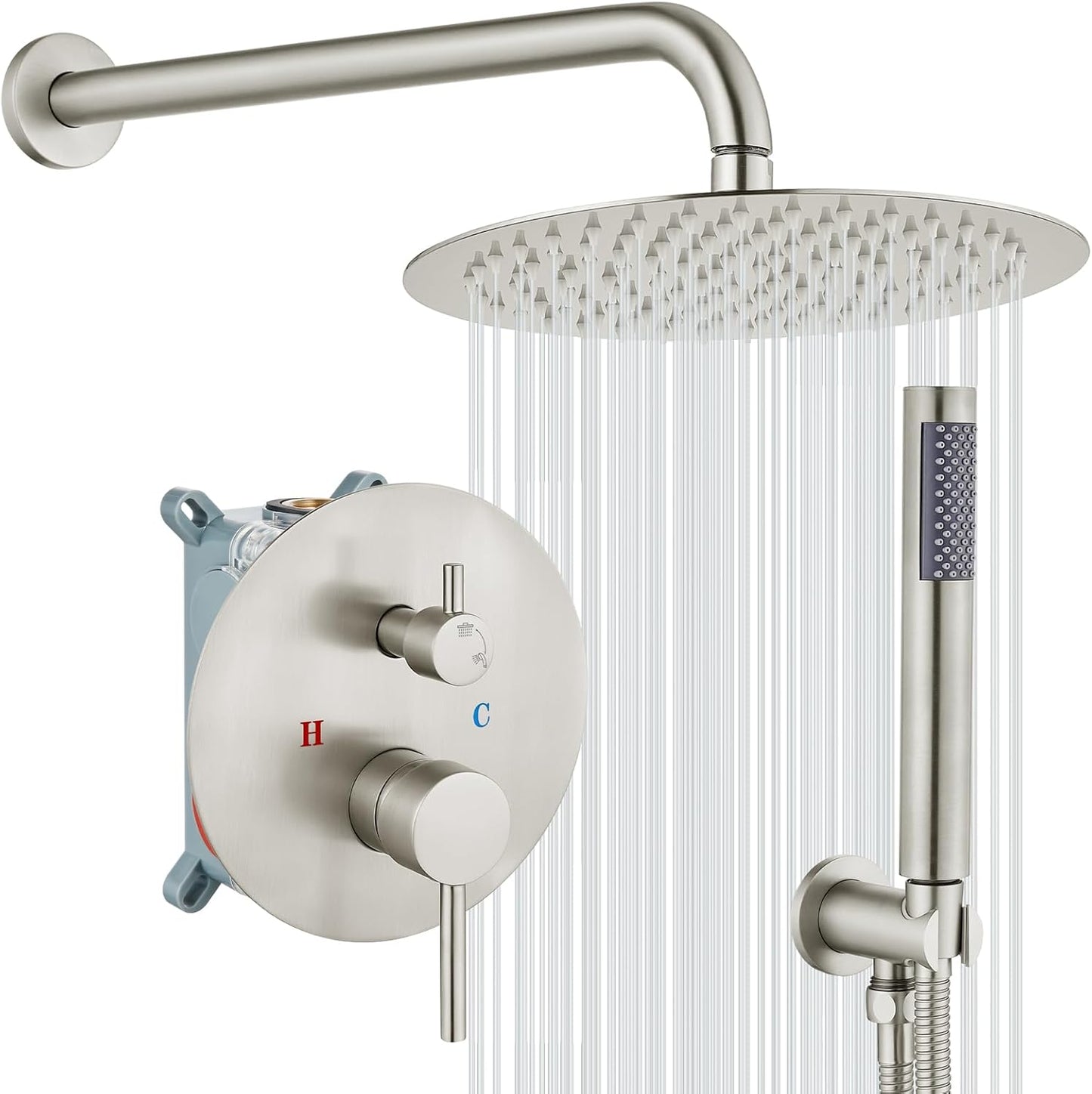 Gotonovo Shower System with 10 Inch Round Rainfall Showerhead