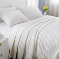 Oversized Queen Quilt Set 102x106 Cream White - Lightweight All-Season