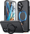 Temdan Magnetic iPhone 16 Plus Waterproof Case - Built-In Ring Stand