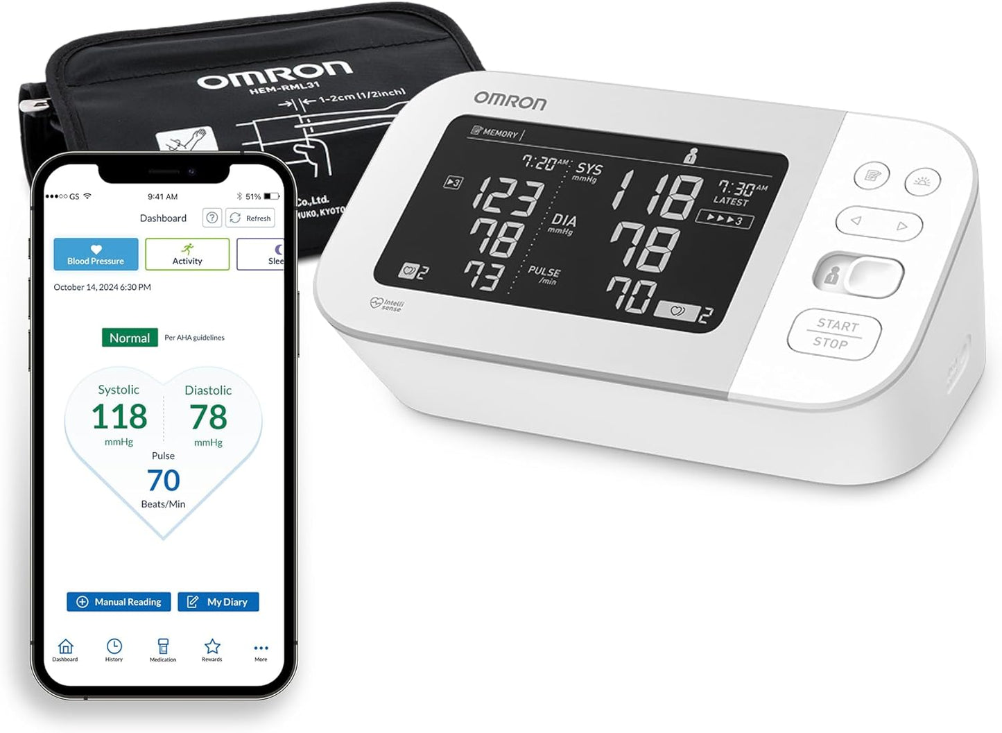 OMRON Platinum BP Monitor: Bluetooth, Stores 200 Readings