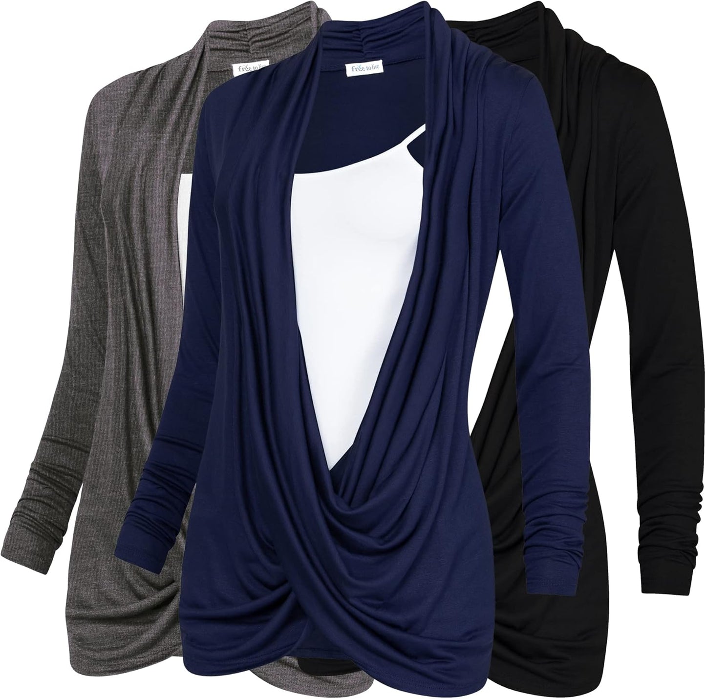 Free to Live Long Sleeve Nursing Tops 3 Pack for Women