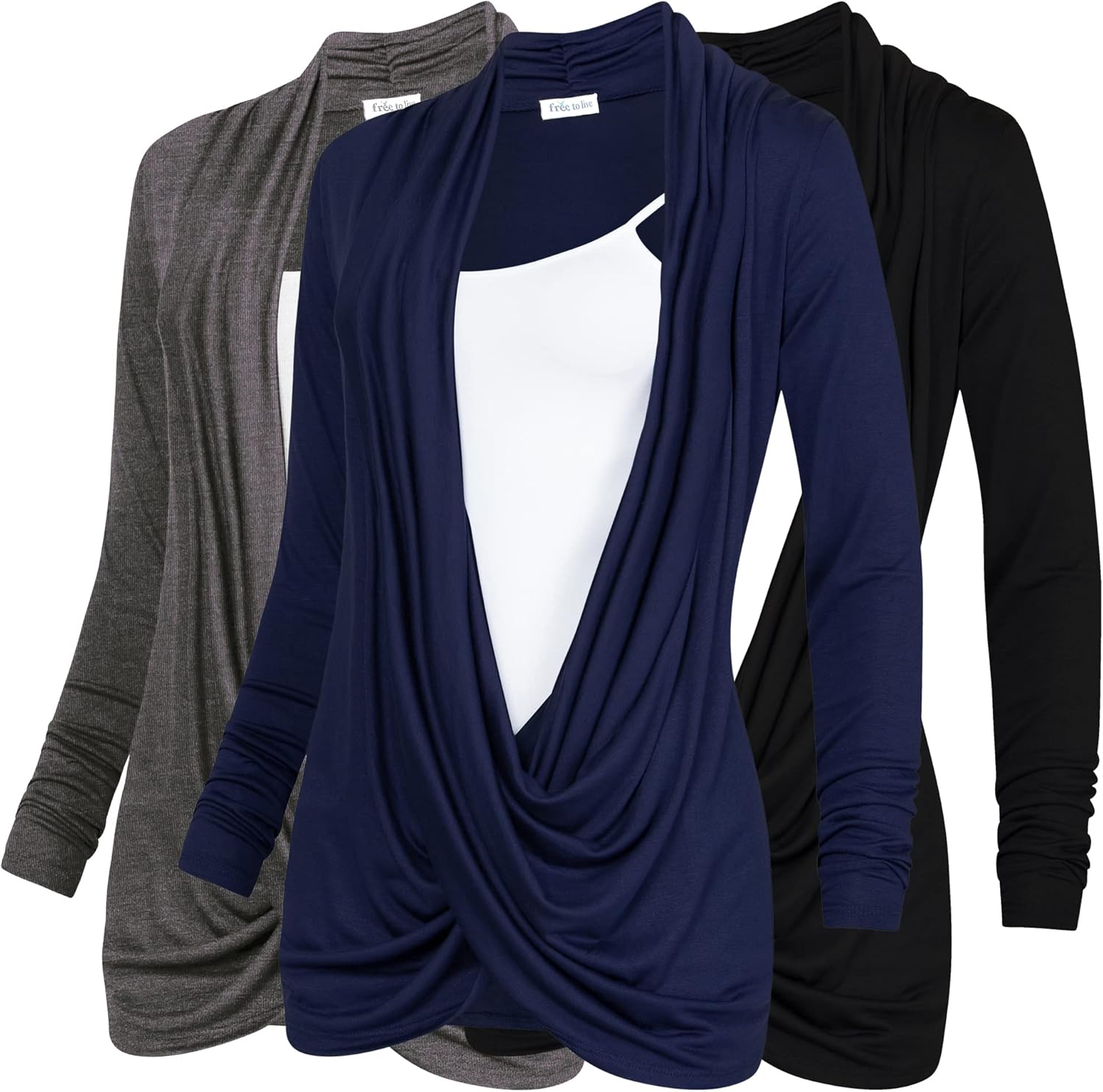 Free to Live Long Sleeve Nursing Tops 3 Pack for Women