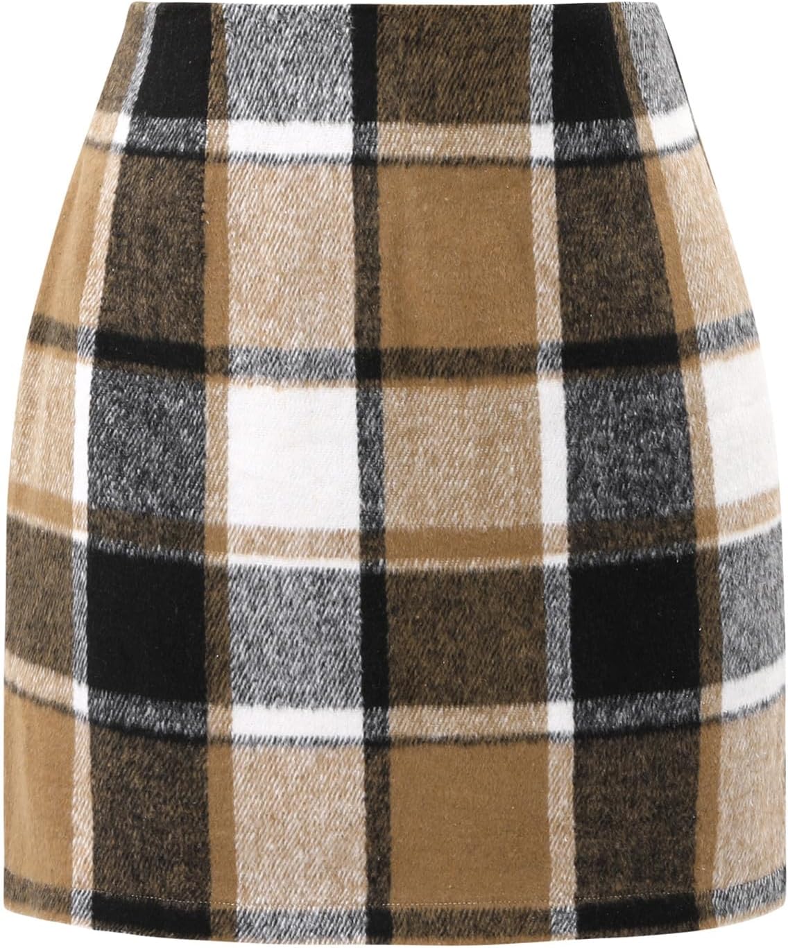 onlypuff Fall Plaid Skirts for Women High Waist Bodycon Mini Skirt
