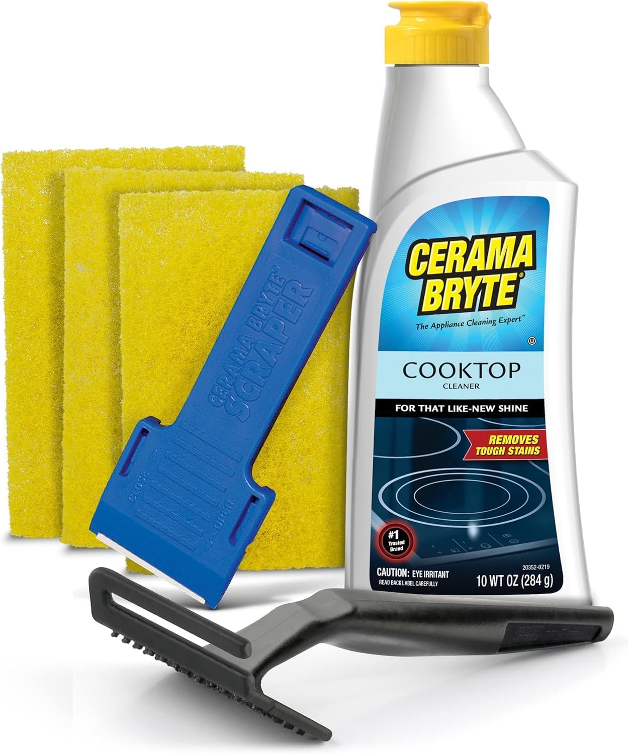 Cerama Bryte Glass Cooktop Cleaner Combo Kit - Tough Stain Remover