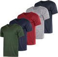 Mens V-Neck Dry-Fit 5 Pack Athletic Tech T-Shirts - Performance