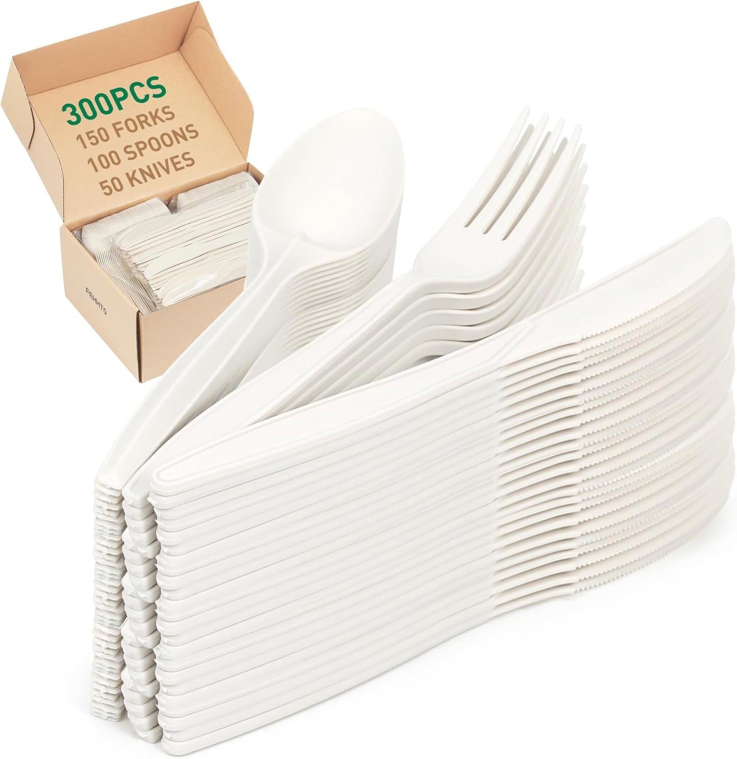 100% Compostable Cutlery Set - Eco-Friendly Utensils for Parties