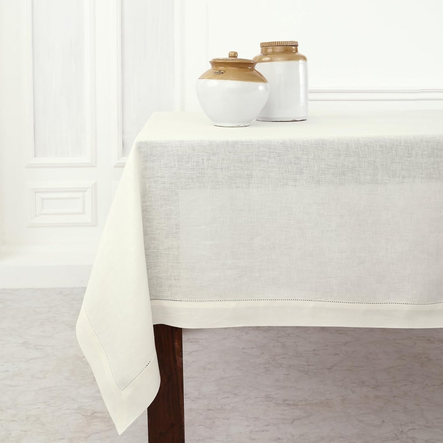 Ivory Linen Tablecloth 54 x 72 Inch for Elegant Dining