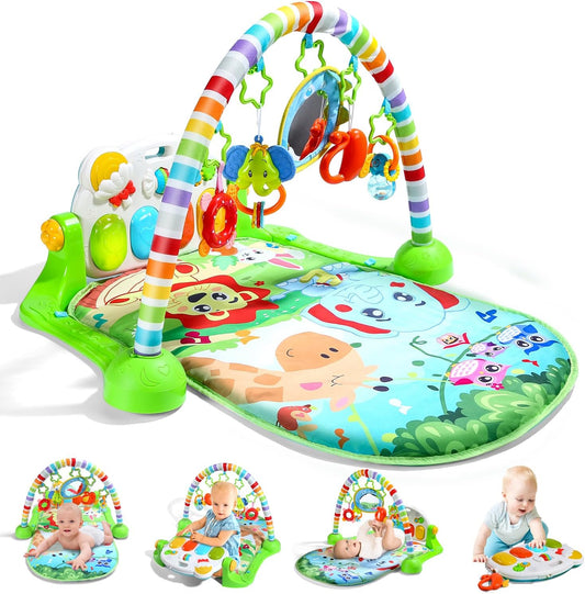 Cute Stone Baby Gym Play Mat with Musical Piano for Interactive Learning