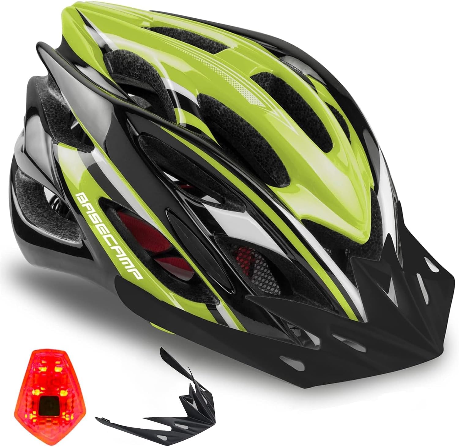 Basecamp Bike Helmet for Men Women with LED Light & Visor