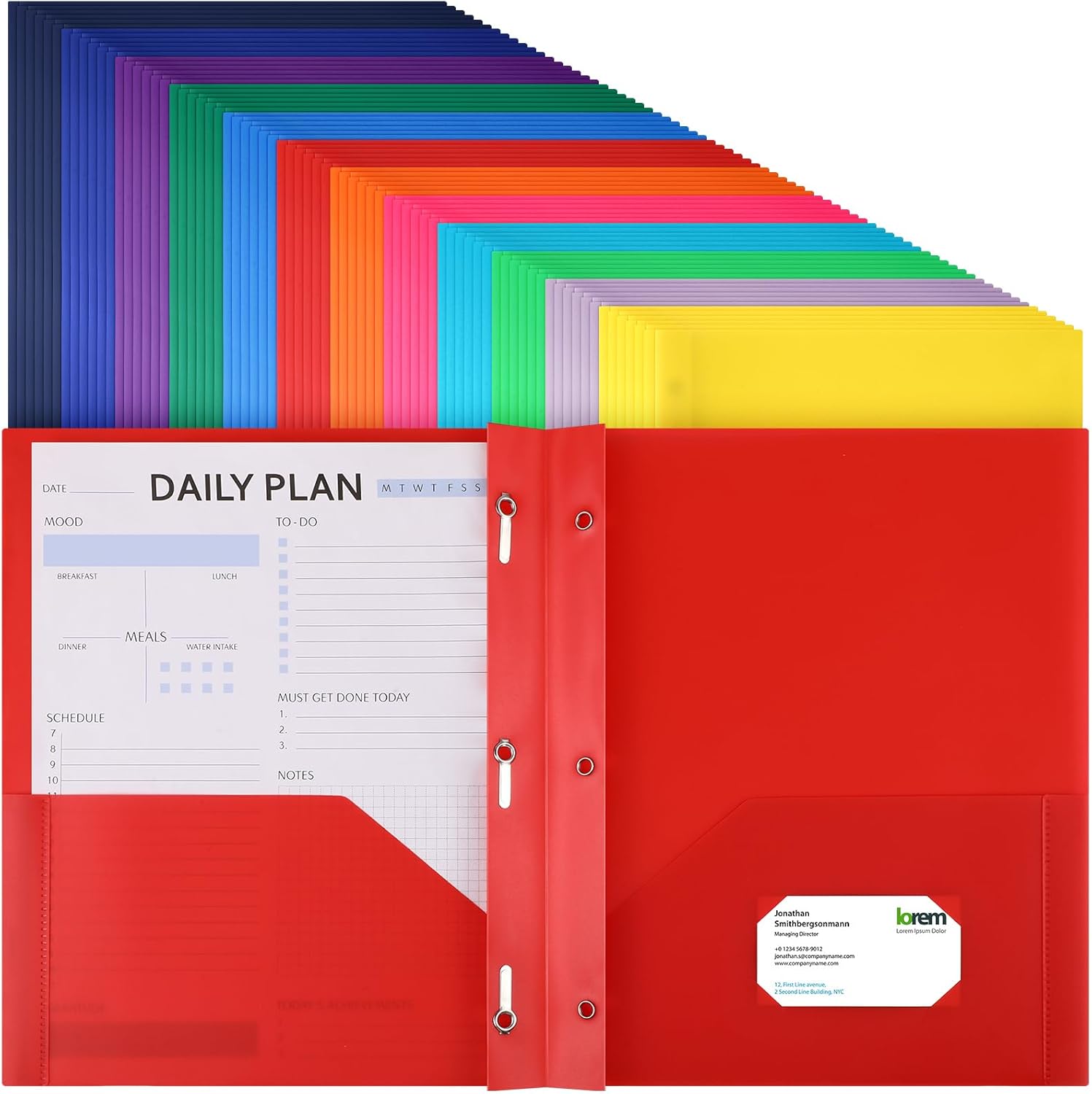 Cholemy 72 Packs Pocket Folders with Prongs for Document Organization