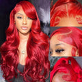 Red Lace Front Wig Human Hair Body Wave 13x4 HD Transparent - Wear