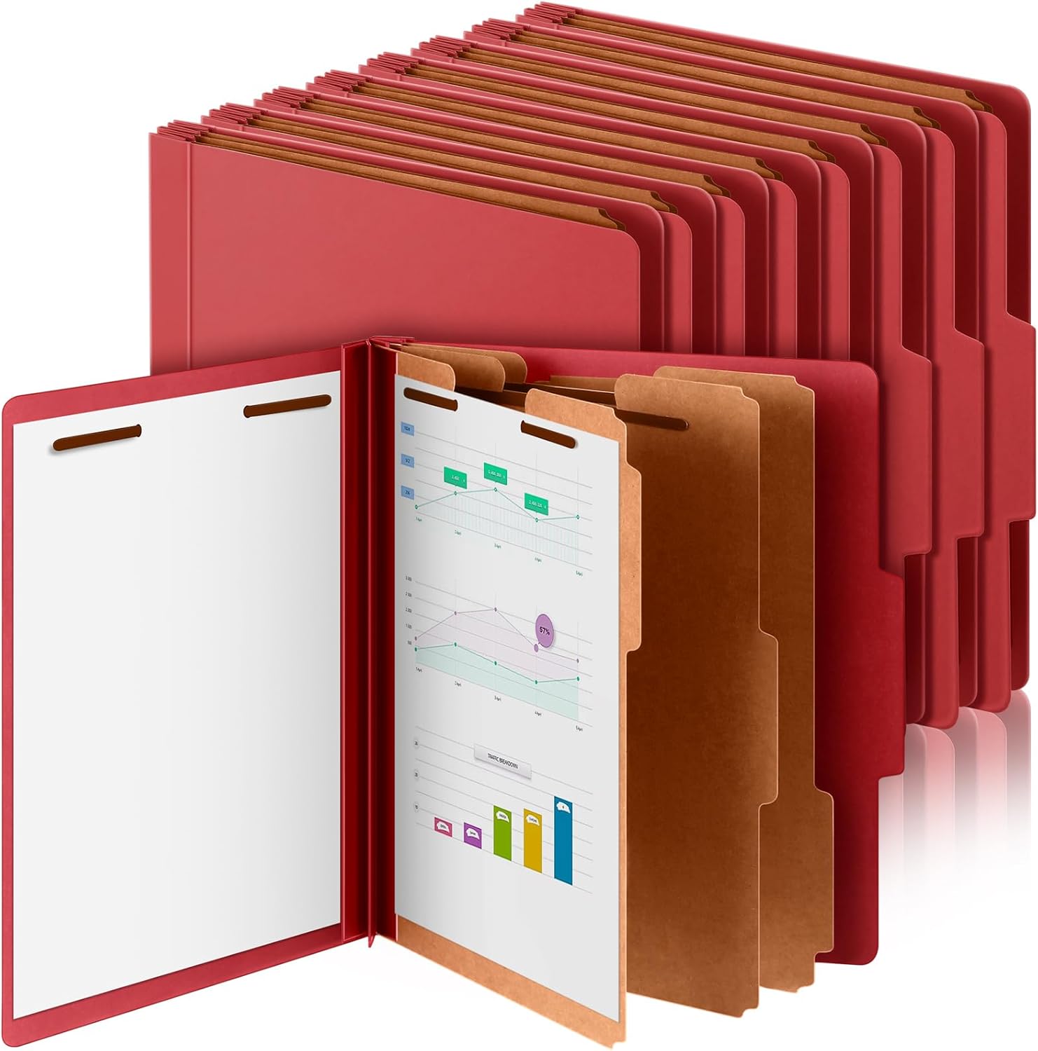 24 Pcs Classification Folders with Fasteners for Organizing