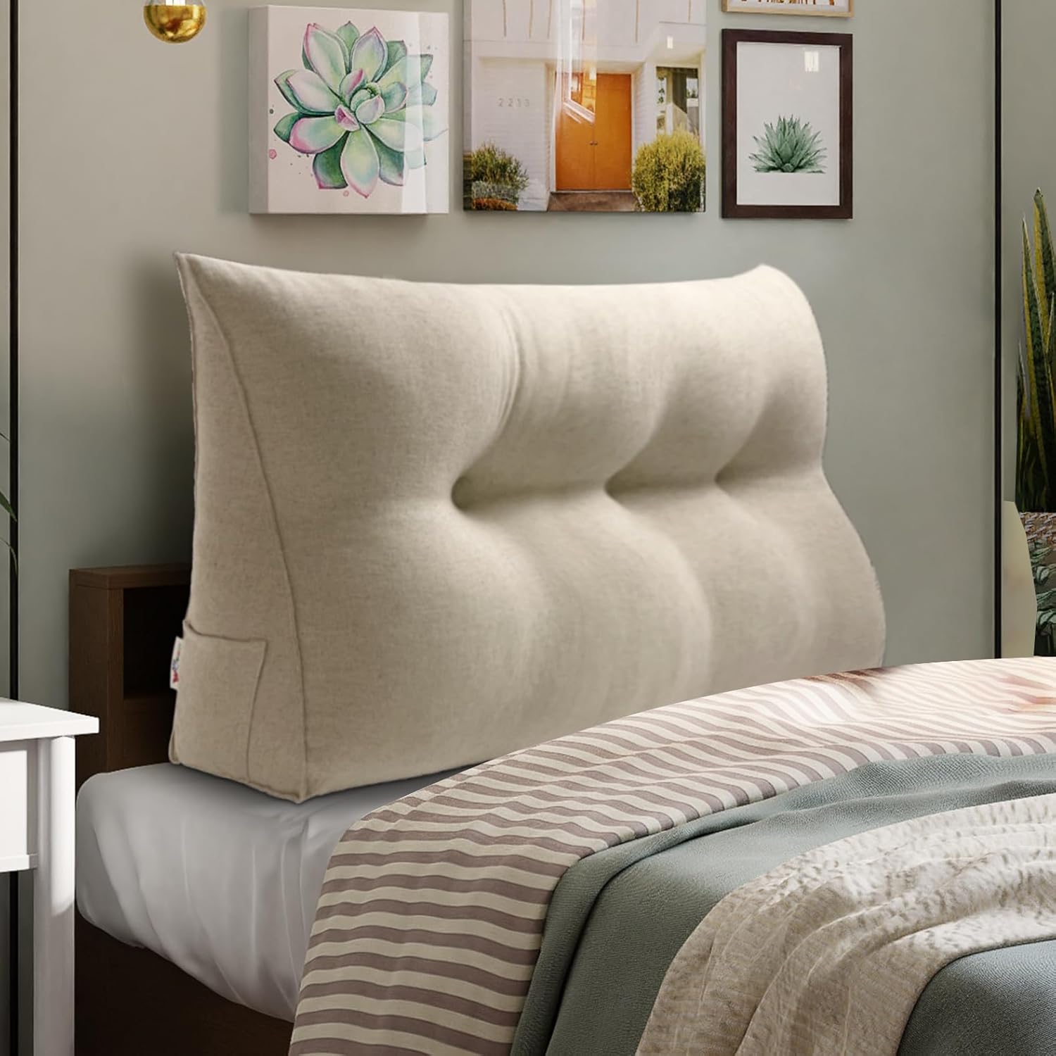 WOWMAX Wedge Pillow for Twin XL Beds - Comfortable Headboard