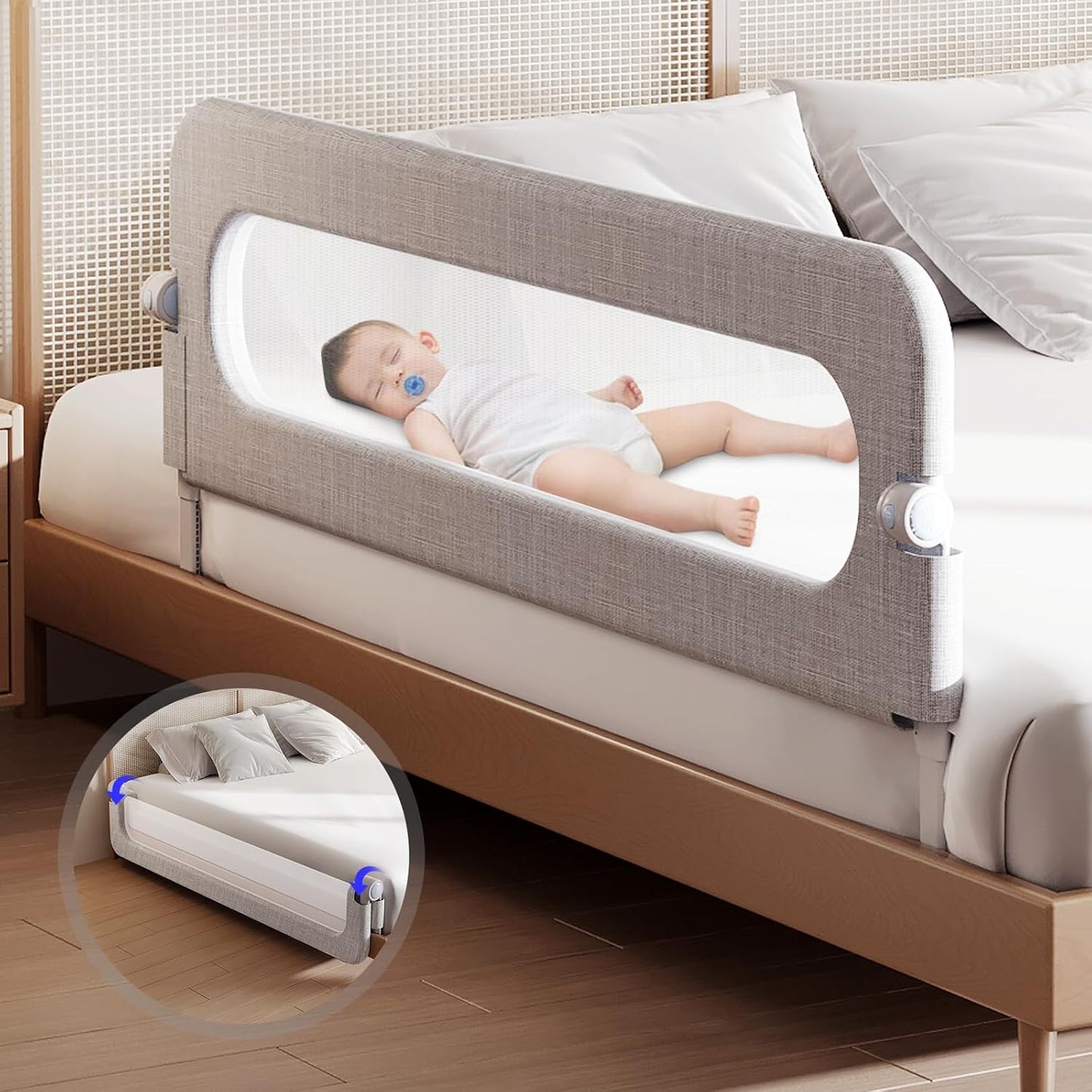 Toddler Bed Rail Guard for Baby - Adjustable & Foldable Design