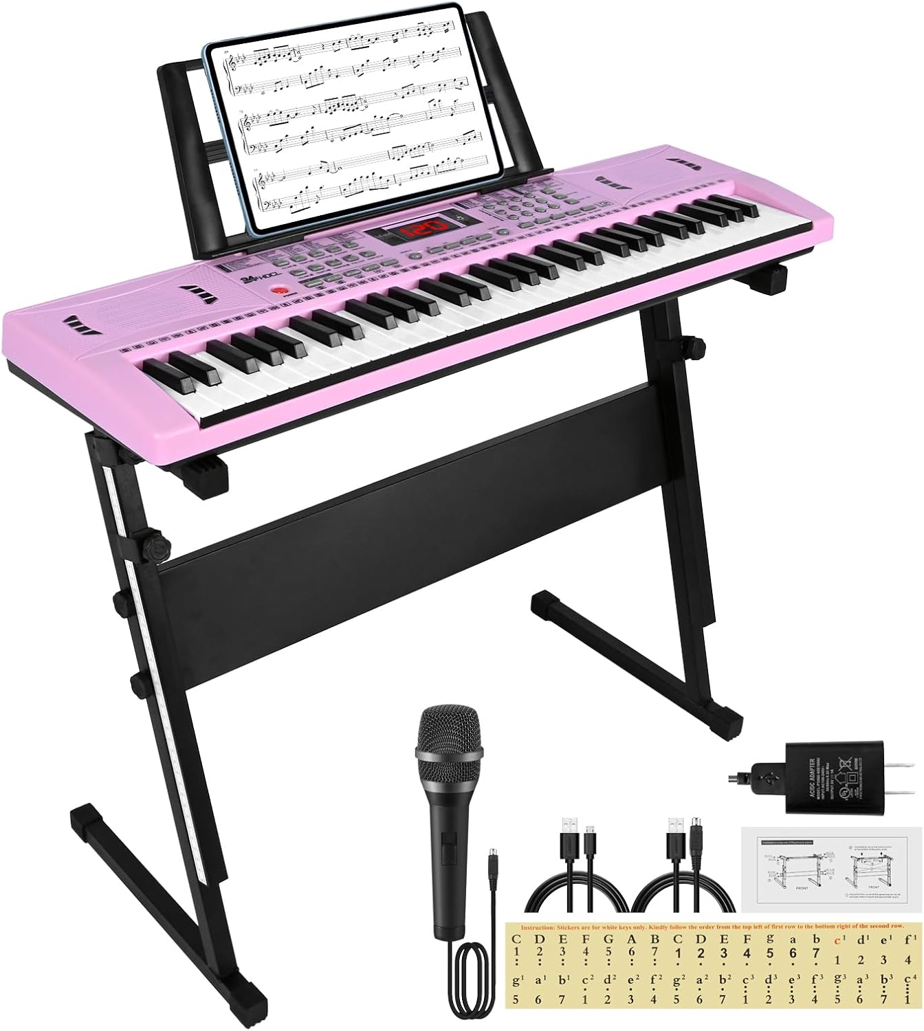 Digital Pink Keyboard Piano Set for Early Education Kids