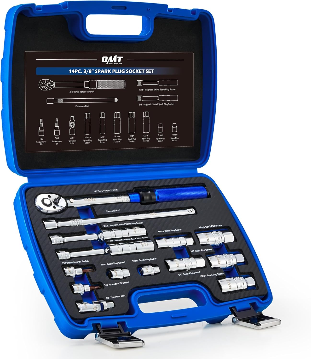 Orion Motor Tech 14pc Spark Plug Socket Set for Easy Removal