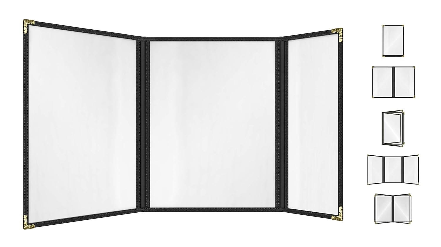 Goodsmart Restaurant Menu Covers 25 Pack Black Trifold Design