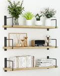 Floating Shelves 24 in Set of 3 - Rustic Wall Mounted Storage