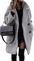 Faux Fur Sherpa Coat Women Long Sleeve Double-Breasted - Warm Fit