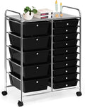 15-Drawer Rolling Cart with Removable Drawers - Black Utility Storage