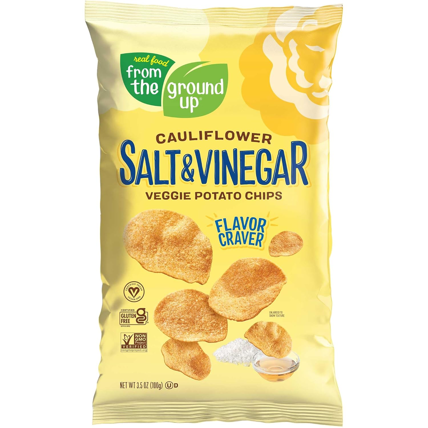 Cauliflower Chips Salt & Vinegar Flavor - 6 Pack Snack Bags