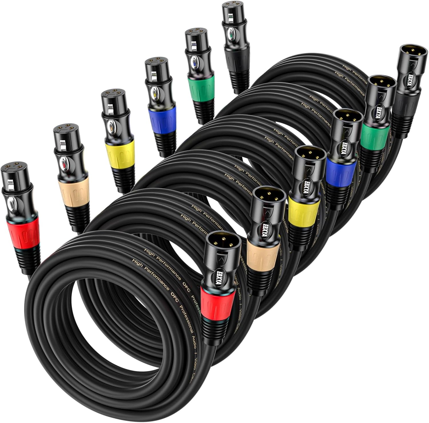 EBXYA XLR Cable 15ft 6 Packs for Clear Audio Transmission