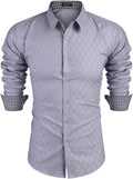 Men's Business Dress Shirt Long Sleeve Slim Fit Casual Button Down