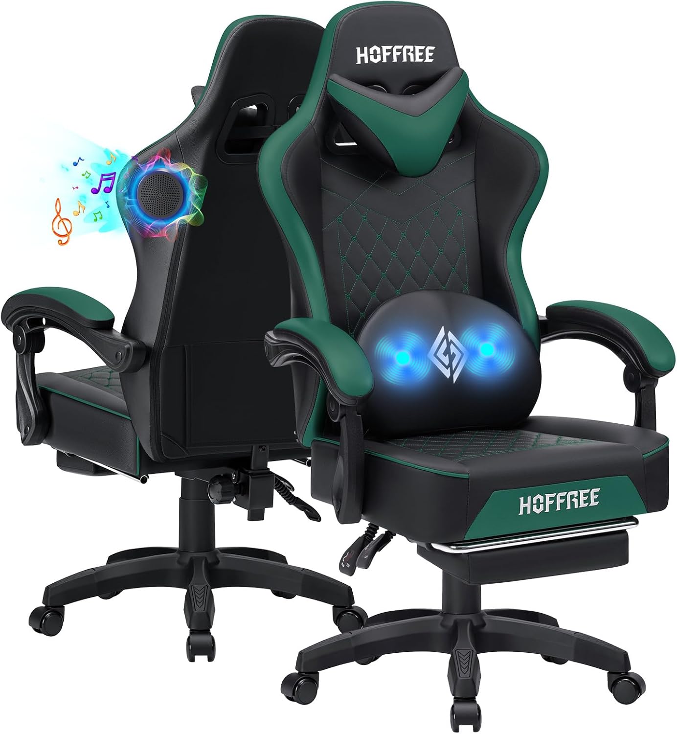 HOFFREE High Back Gaming Chair - Speakers, Massage, Bluetooth