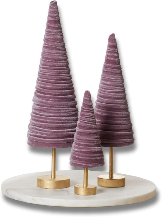 Mulberry Velvet Pedestals Set of 3 for Elegant Holiday Decor