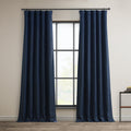 Faux Linen Curtains 50W x 96L Indigo - Textured Room Darkening Panel