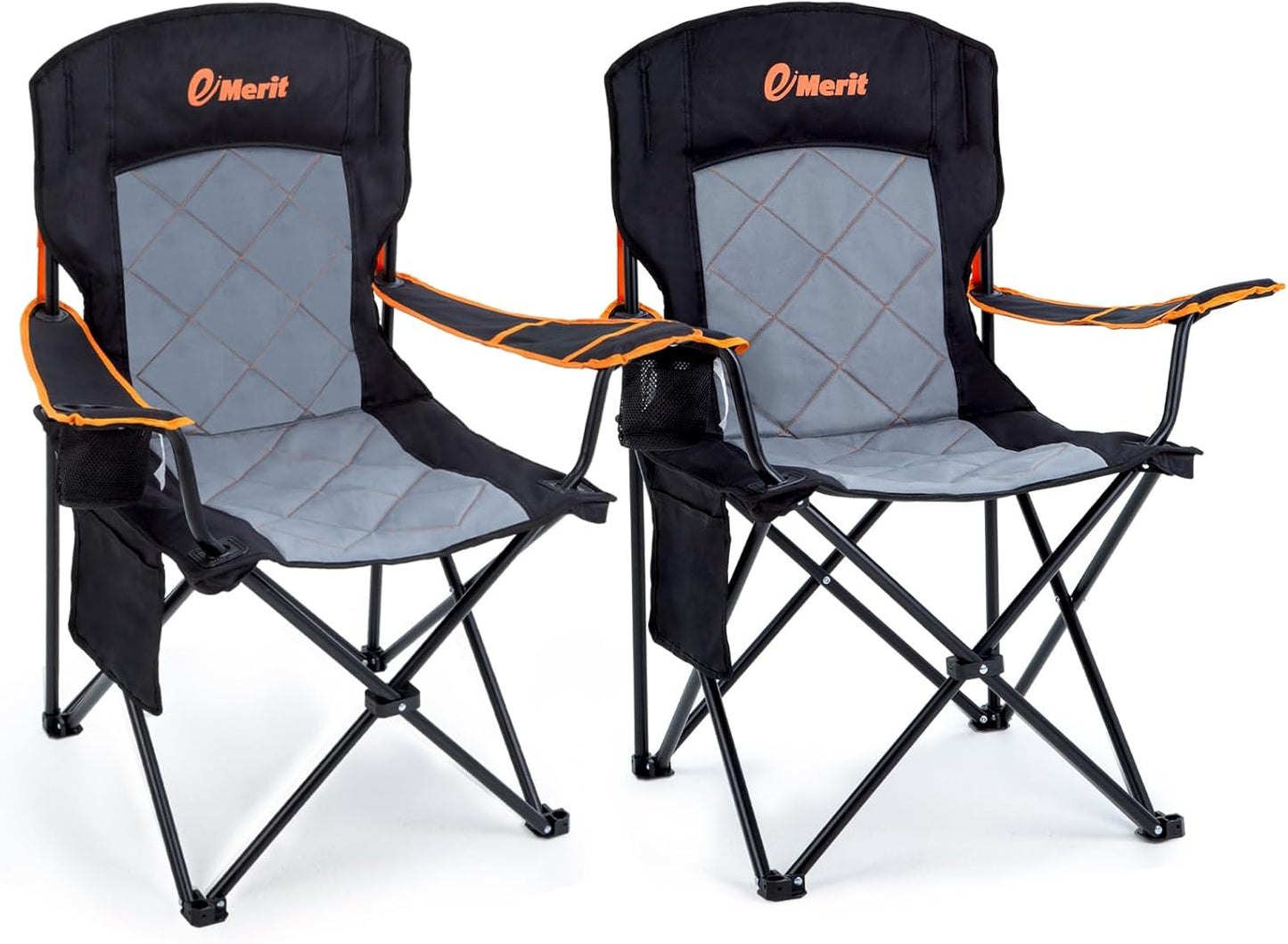 Oversized Padded Camping Chair - Heavy Duty Quad Fold Design