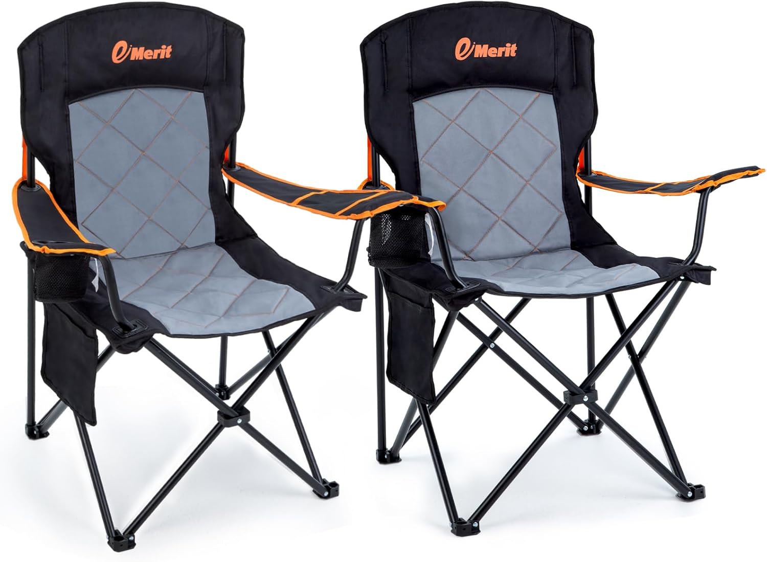 Oversized Padded Camping Chair - Heavy Duty Quad Fold Design