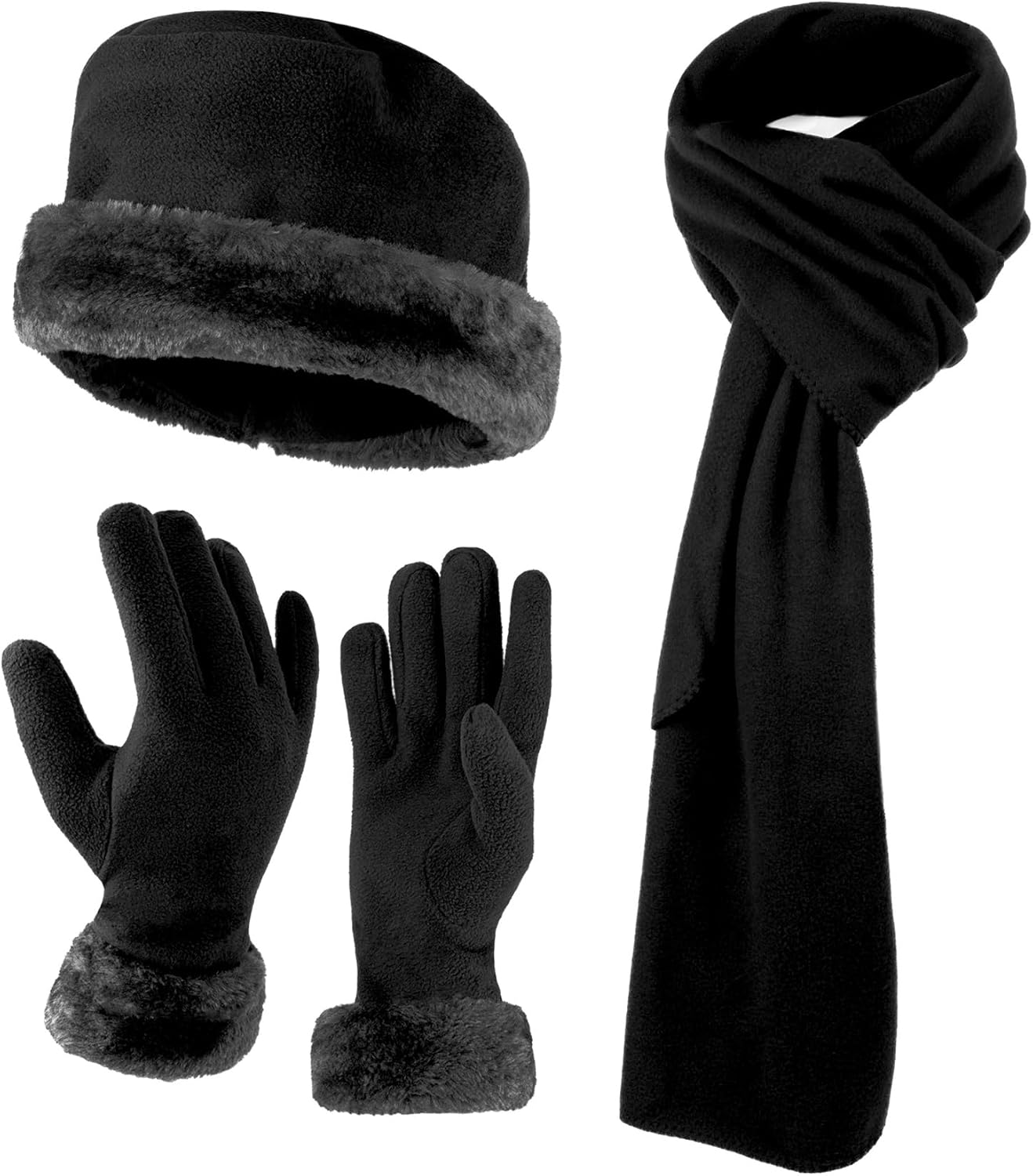 Warm Fleece Hat & Gloves Set - Cozy Winter Accessories