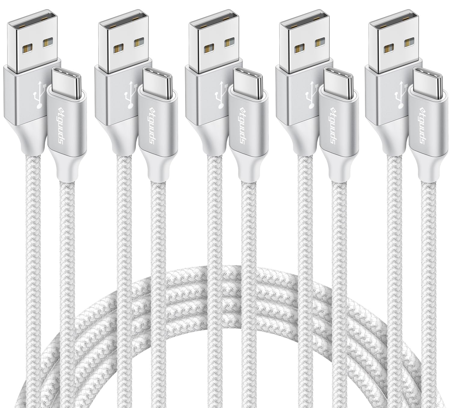 Fast Charging USB C Cable 5-Pack for iPhones & Samsung